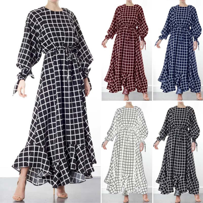 Women Lantern Sleeve Shirt Dress Evening Party Long Maxi Dress See Through Dress