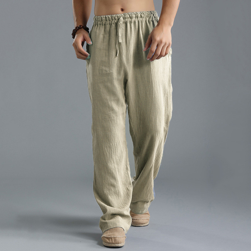 HOT Summer Men's Casual Cotton Linen Loose Trousers Long Baggy Beach Yoga Pants HOT Summer Men's Casual Cotton Linen Loose Trousers Long Baggy Beach Yoga Pants