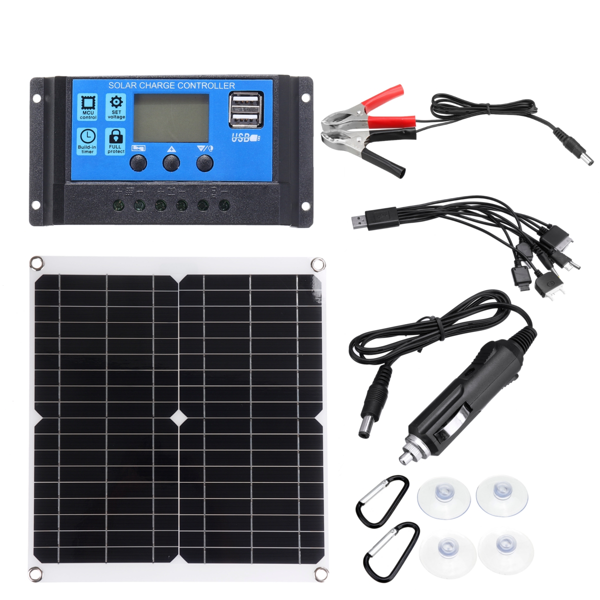 50W Solar Panel Monocrystalline Silicon Battery Charger Kit Controller