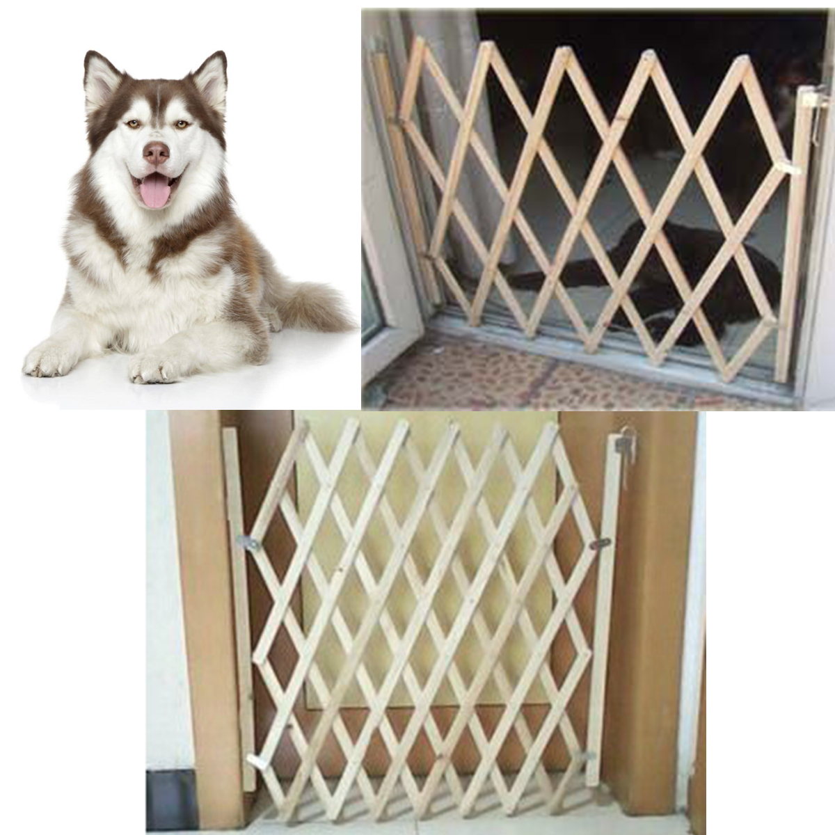 Folding Baby Gate Safety Fence Child Protection Wood Door Dog Cat
