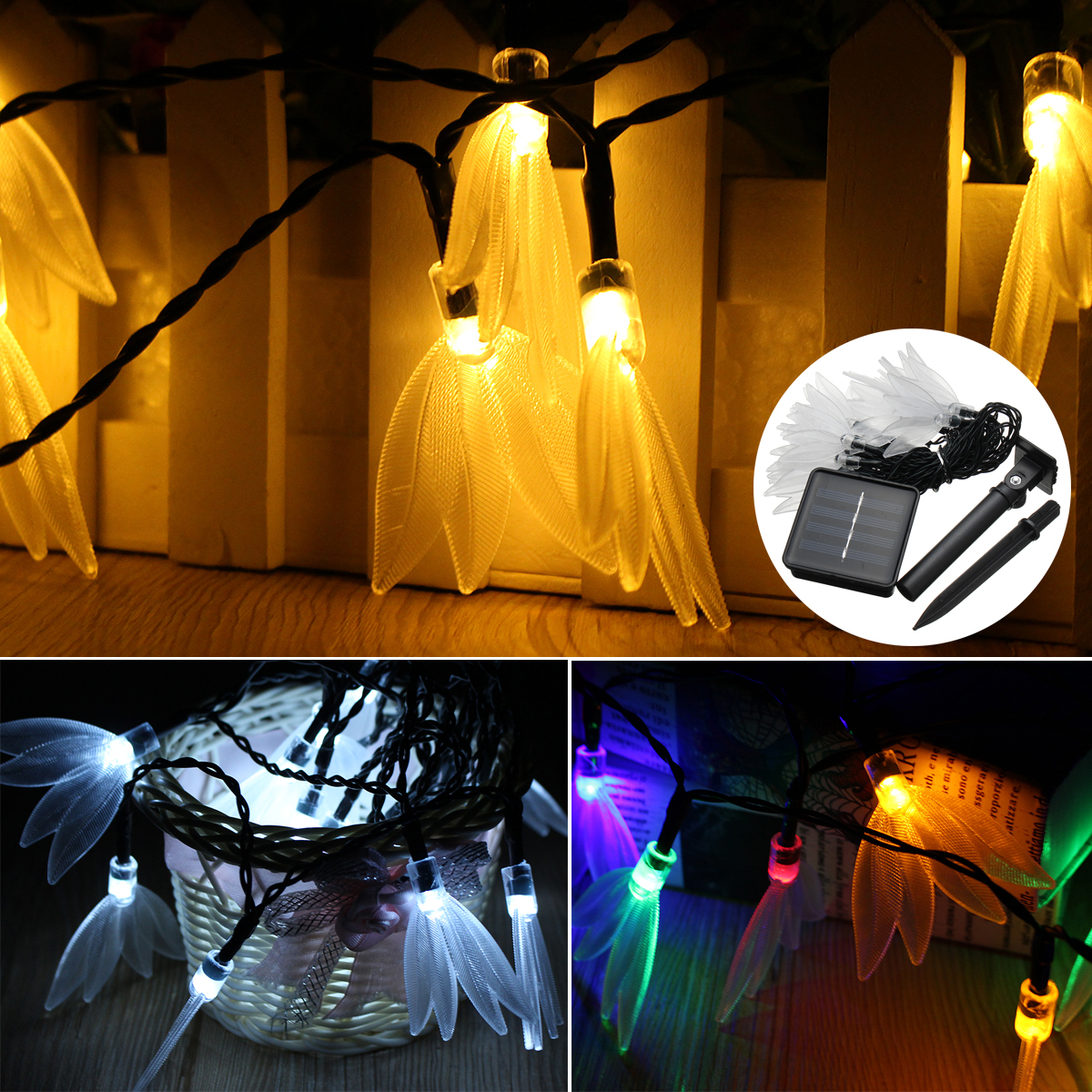 Solar Powered Led Fairy String Lights Battery Electric Power Garden Image Is Loading Solar Powered Led Fairy String Lights Battery Electric