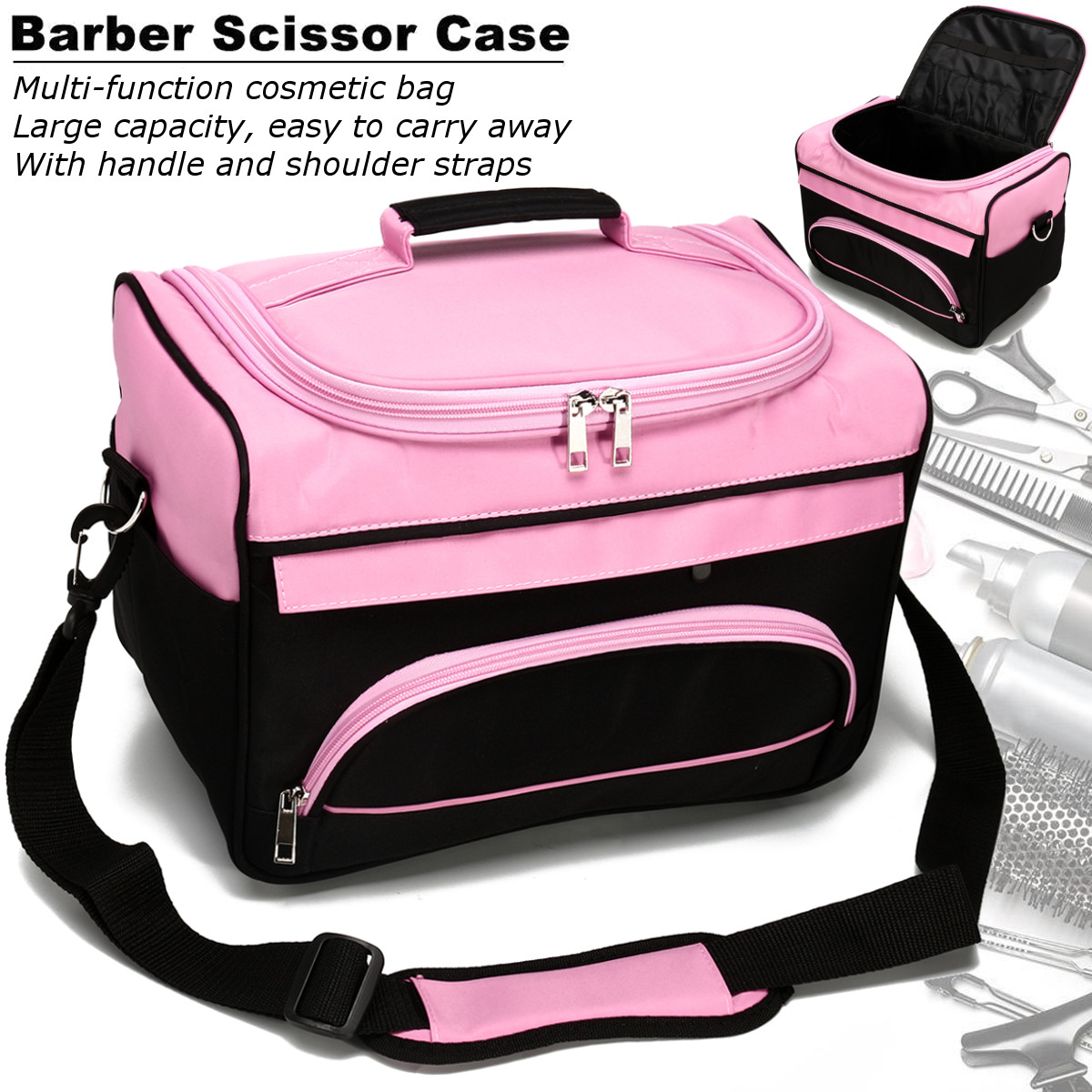 Details About Large Hairdressing Hair Salon Tool Carry Travel Storage Case Nylon Makeup Bag 35