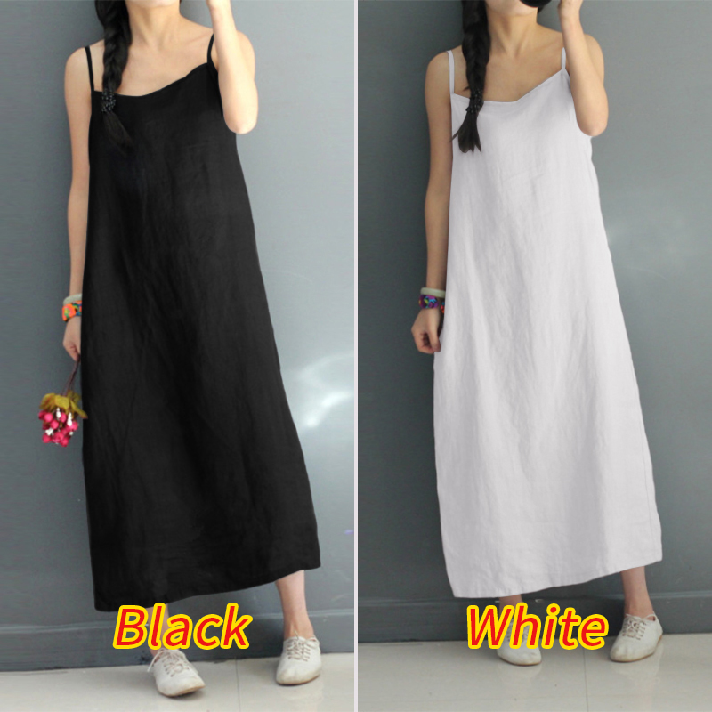 loose black slip dress