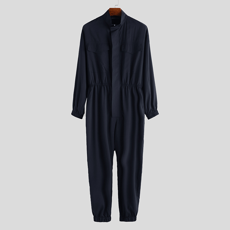 black oversized overalls