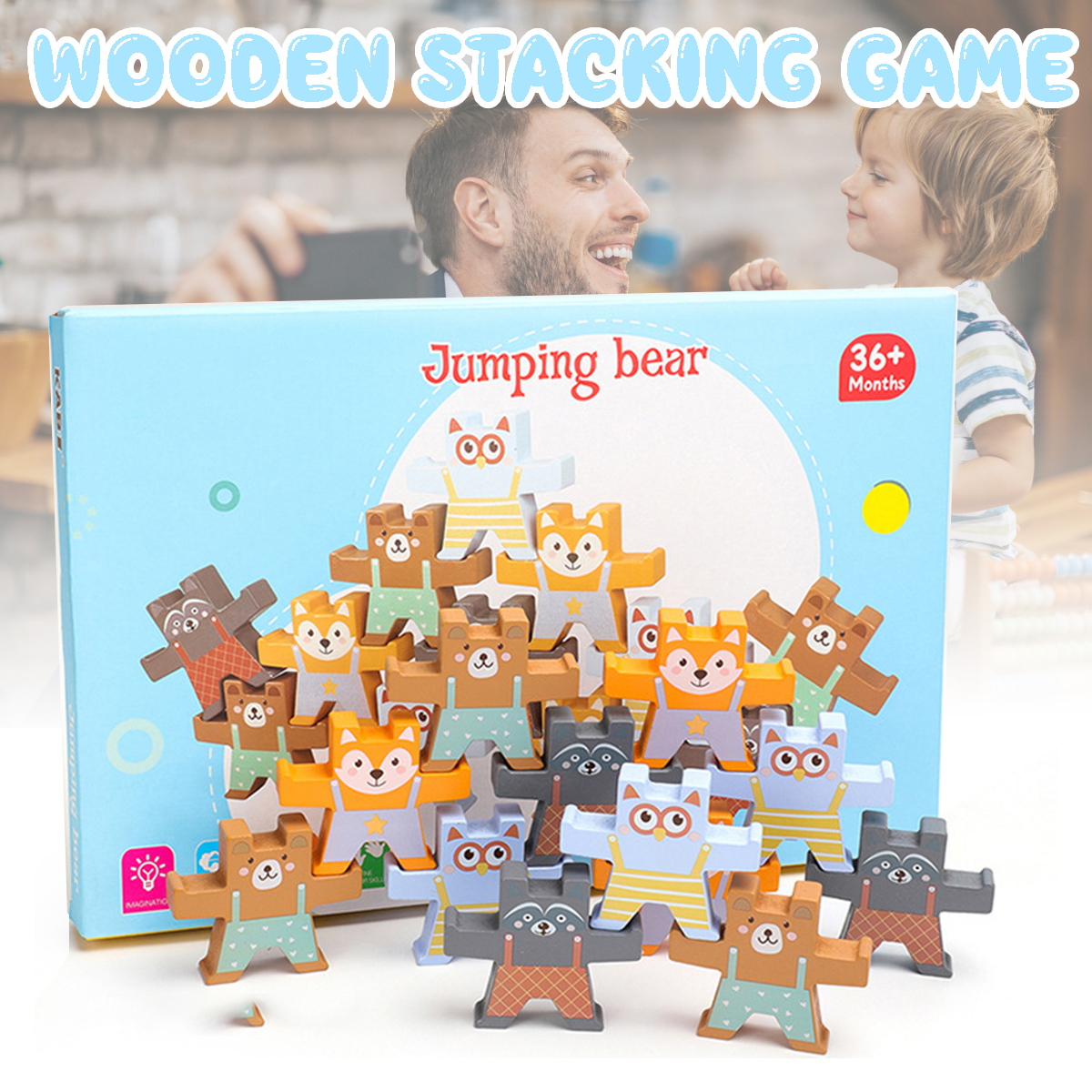 wooden stacking blocks balancing toy