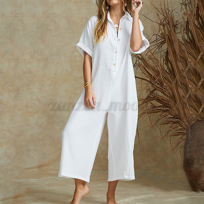CBTLVSN Women Summer Plain Jumpsuits Short Sleeve Wide Leg Pant Jumpsuits Rompers CBTLVSN Women Summer Plain Jumpsuits Short Sleeve Wide Leg Pant Jumpsuits Rompers
