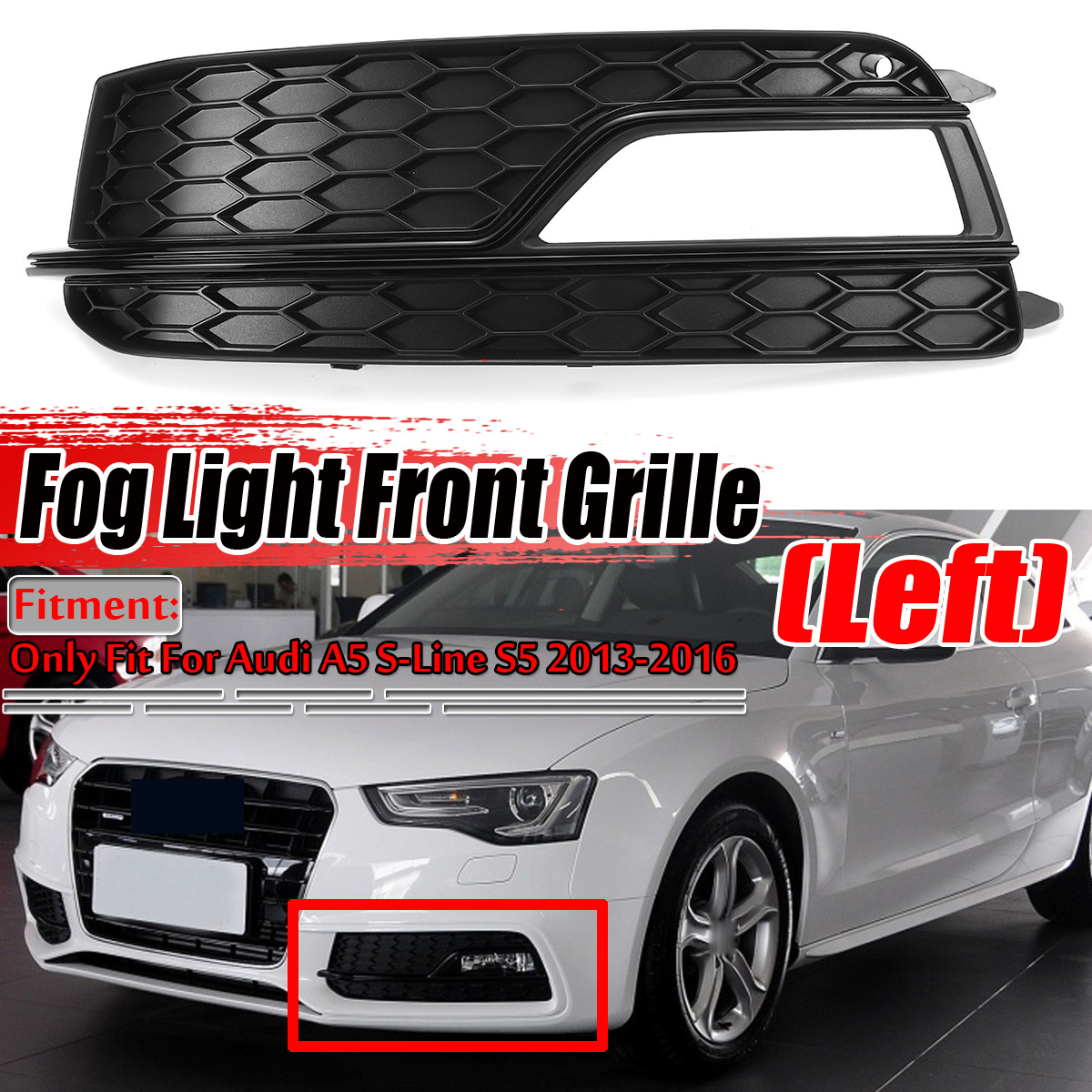 AUDI A3 2012-2016 NEW FRONT BUMPER FOG LIGHT LAMP COVER GRILLES LEFT RIGHT