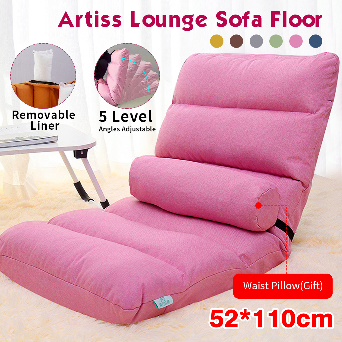 52 110 14cm Lounge Sofa Floor Couch Recliner Chaise Chair Folding Couch Recliner Chaise Chair Folding
