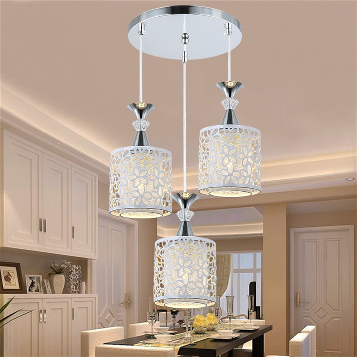 Modern Petal Ceiling Light Led Pendant Lamp Dining Room Chandelier Crystal Ebay
