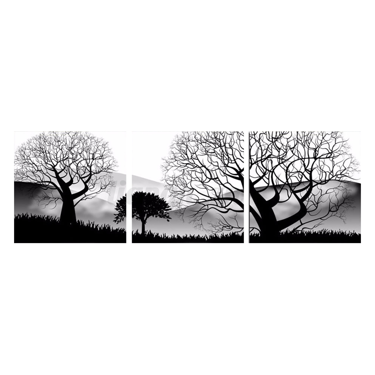 3Pcs Modern Black White Trees Landscape Oil Painting 3Pcs Modern Black White Trees Landscape Oil Painting