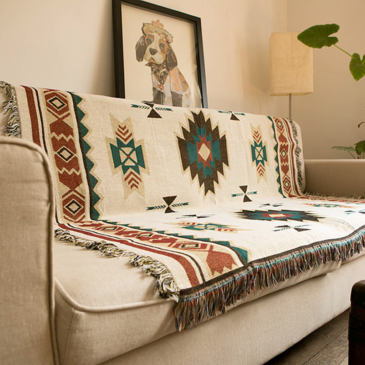 Vintage Style Cotton Knitted Blanket Throw Tribal Sofa Bedding Vintage Style Cotton Knitted Blanket