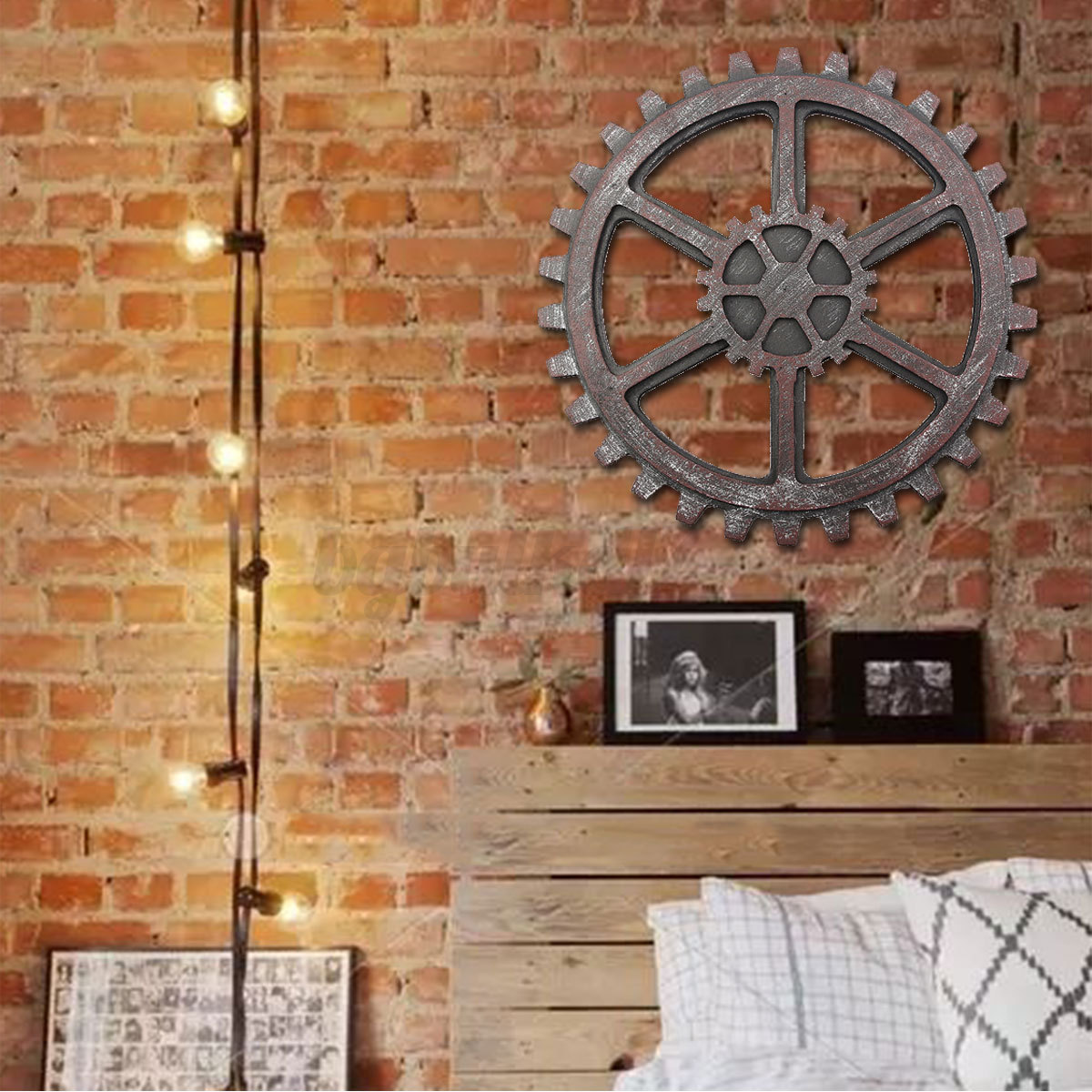 Wooden Gear Wall Art Industrial Antique Vintage Chic