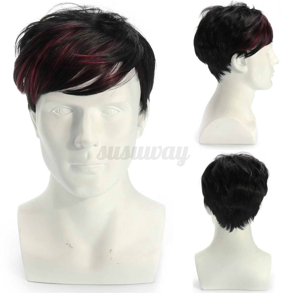 Men Human Hair Wig Natural Looking Wigs Mens Short Hair Straight