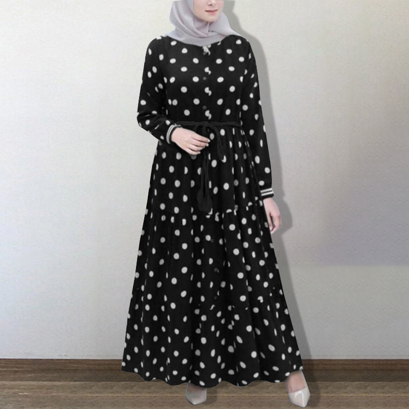 Belted Tunic Maxi Abaya Dress 