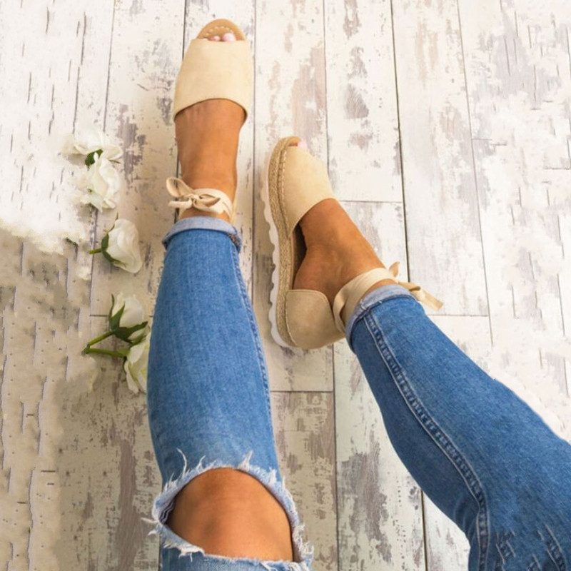 flat sandals with ribbon ankle wrap