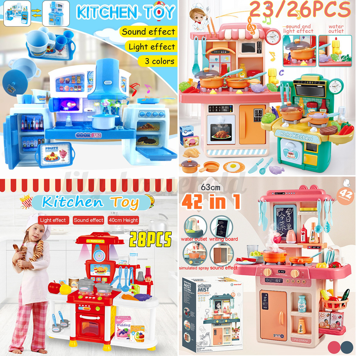 Diy Spielküche Set Kinder küche Kinder Küche Spielzeug Zubehör Blau