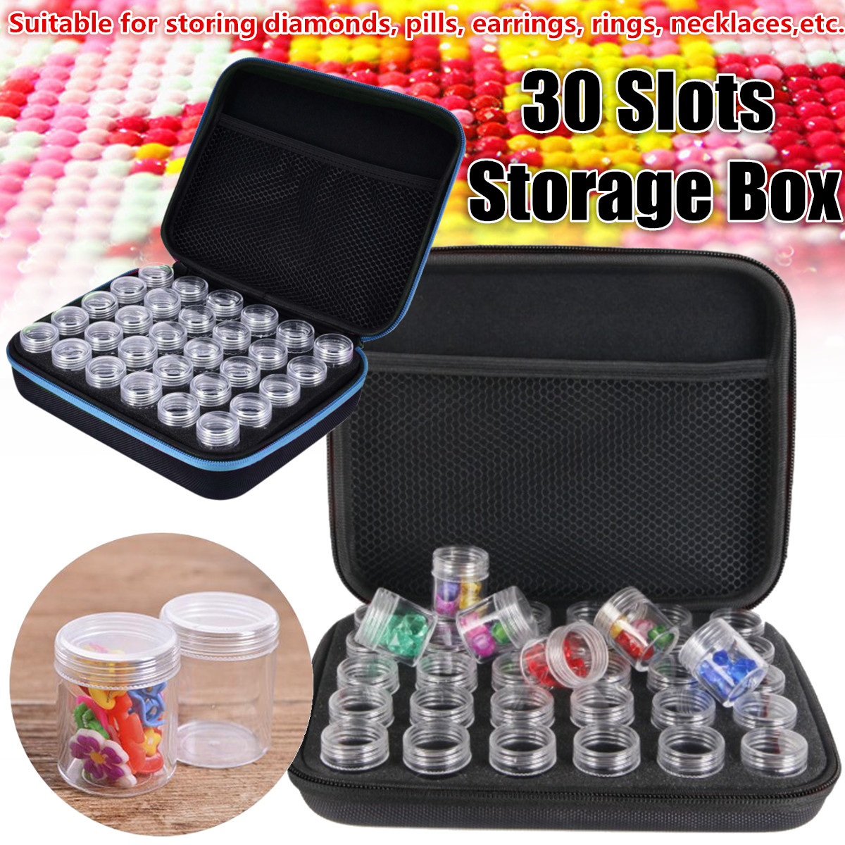 Diamond Painting Accessories Embroidery Case 60 Solts Geometric Storage Box