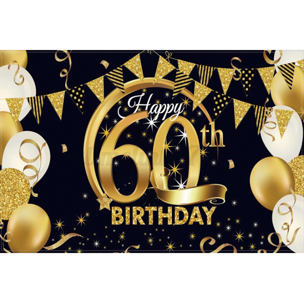 30 60th Birthday Backdrop Happy Party Black Gold Balloon Photo Background Banner Ebay