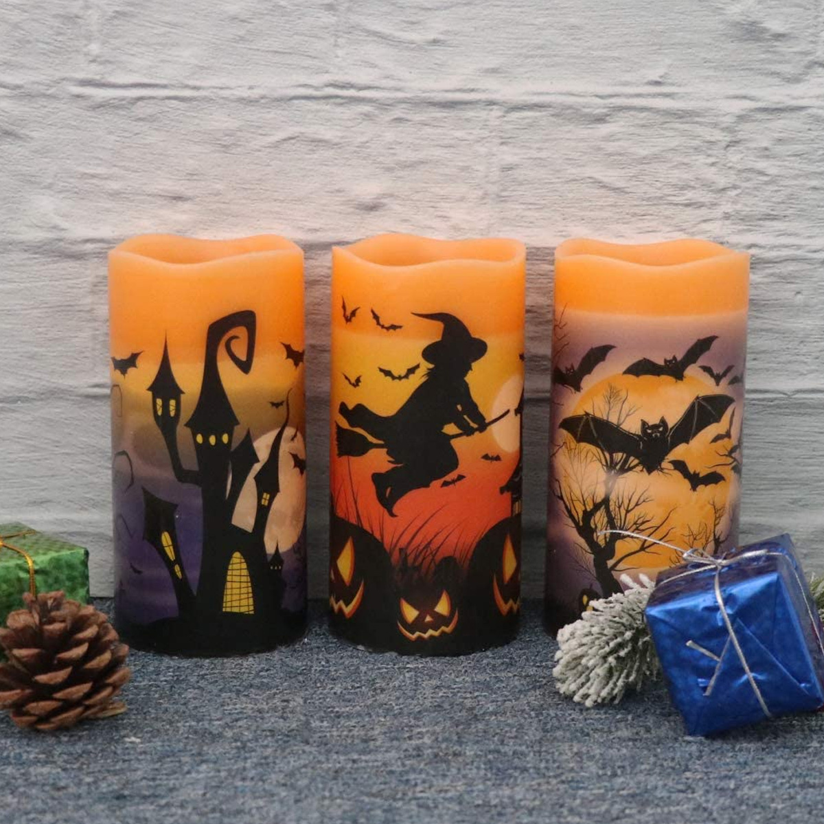 Halloween Flameless Flickering Candles Light Halloween Decor Castle