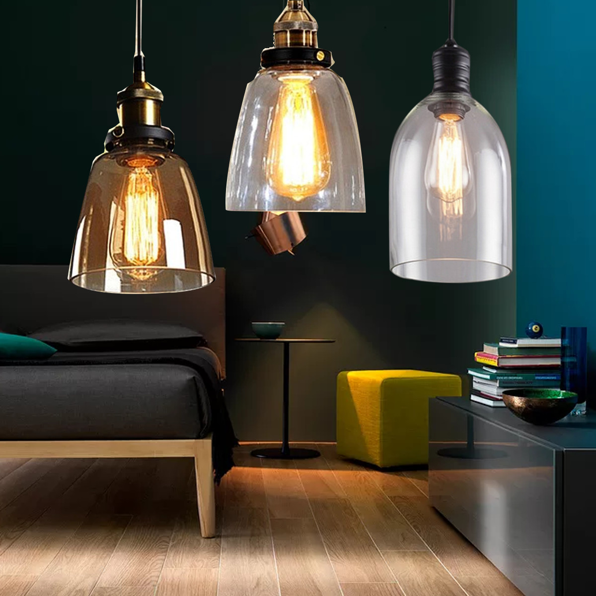 HÄNGELAMPE DECKENLAMPE PENDELLEUCHTE INDUSTRIE MODERN VINTAGE RETRO GLAS E27