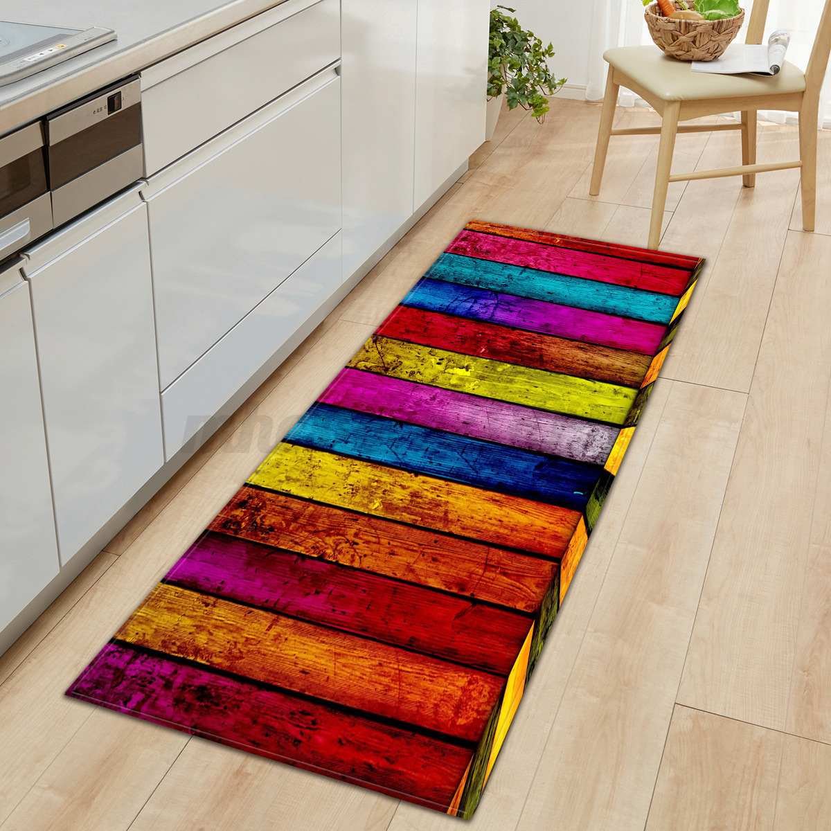 Rectangle Area Rug Non-slip Living Room Floor Mat Wood ...