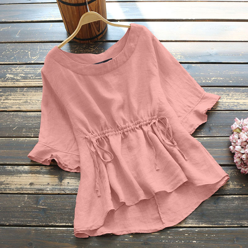 Women Cotton Linen Shirt Tops Summer 