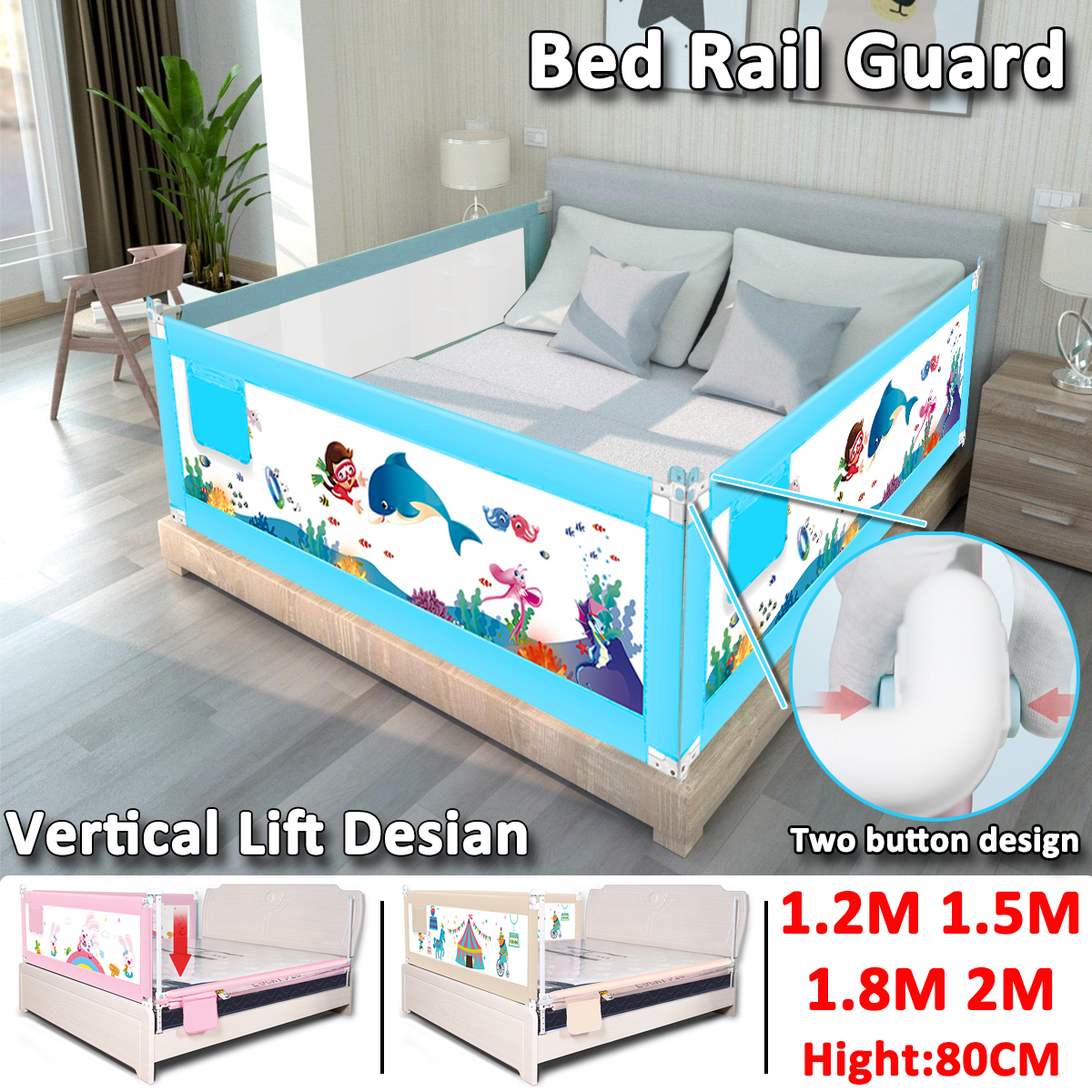 Bed Guard Rail Children Safety Portable Foldable Bed Rail Portable Foldable