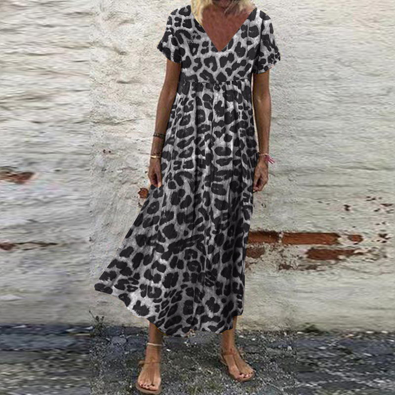 Mujeres Verano Manga Corta Cuello en V Floral Estampado Vestido Largo Vacaciones Playa Solero - Imagen 26 de 43