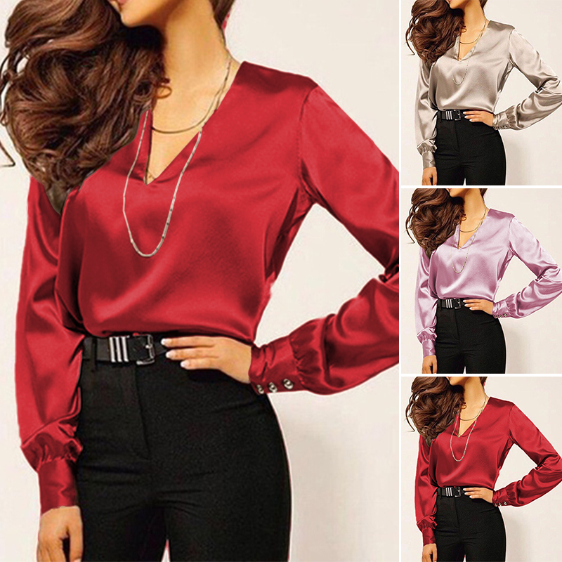 khaki satin blouse