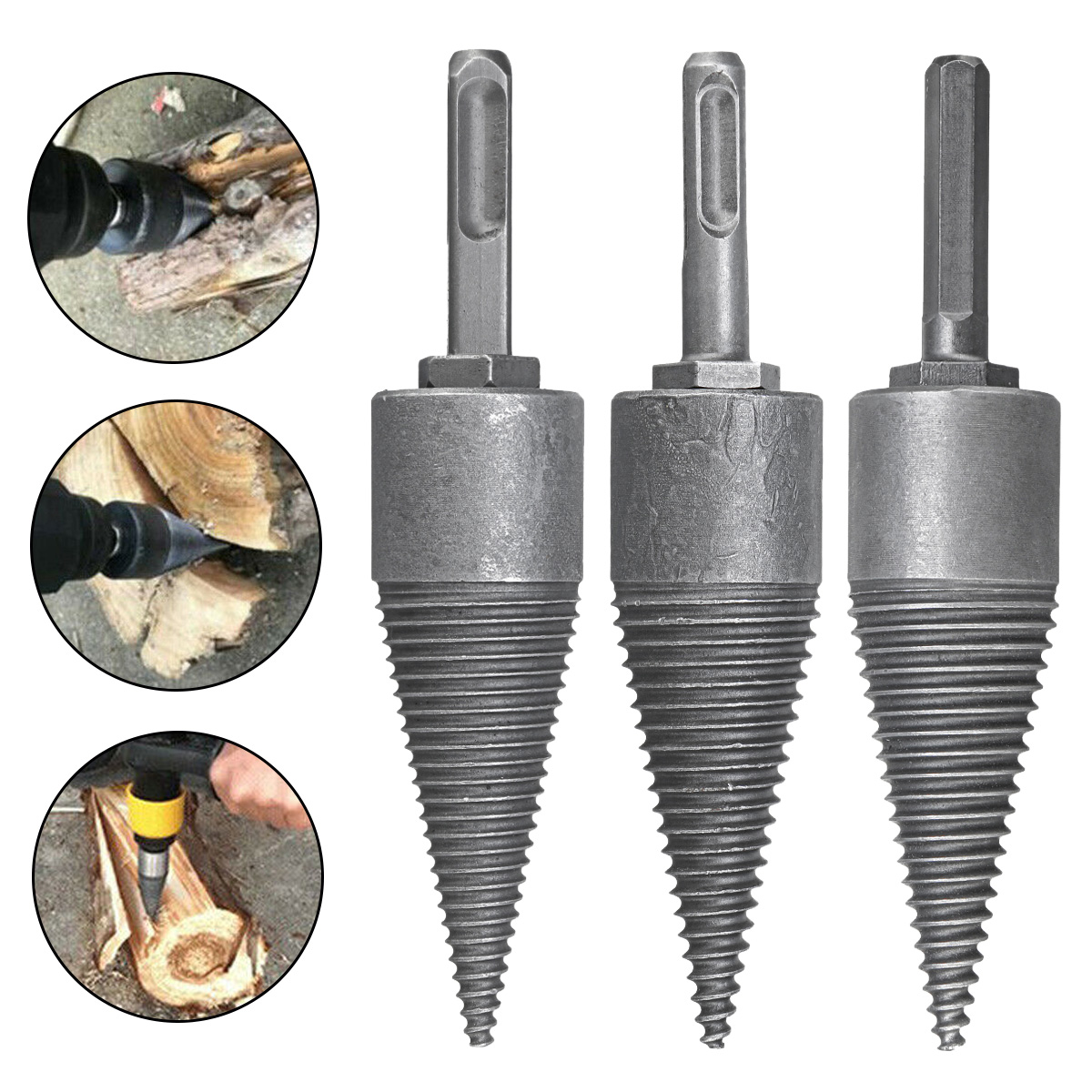 Kegelspalter Holzspalter Hand Drillkegel 10mm Bohrer Wood Cone Log Splitter