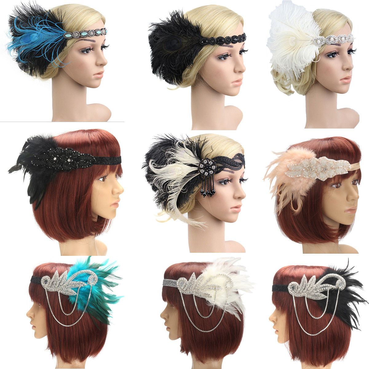 1920s Headband Feather 20 S Bridal Great Gatsby Flapper Gangster