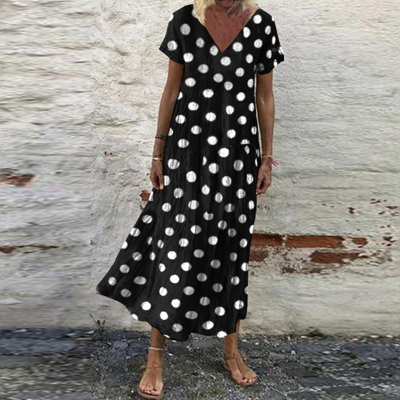Mujeres Verano Manga Corta Cuello en V Floral Estampado Vestido Largo Vacaciones Playa Solero - Imagen 24 de 43