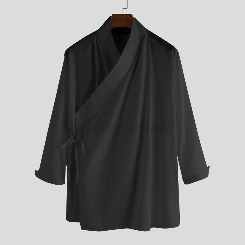 Para hombres Estilo Chino Hanfu Kimono Blusa Prendas para el torso Étnicas Sueltas Camisas Abrigo Cárdigan EE. UU. - Imagen 14 de 14