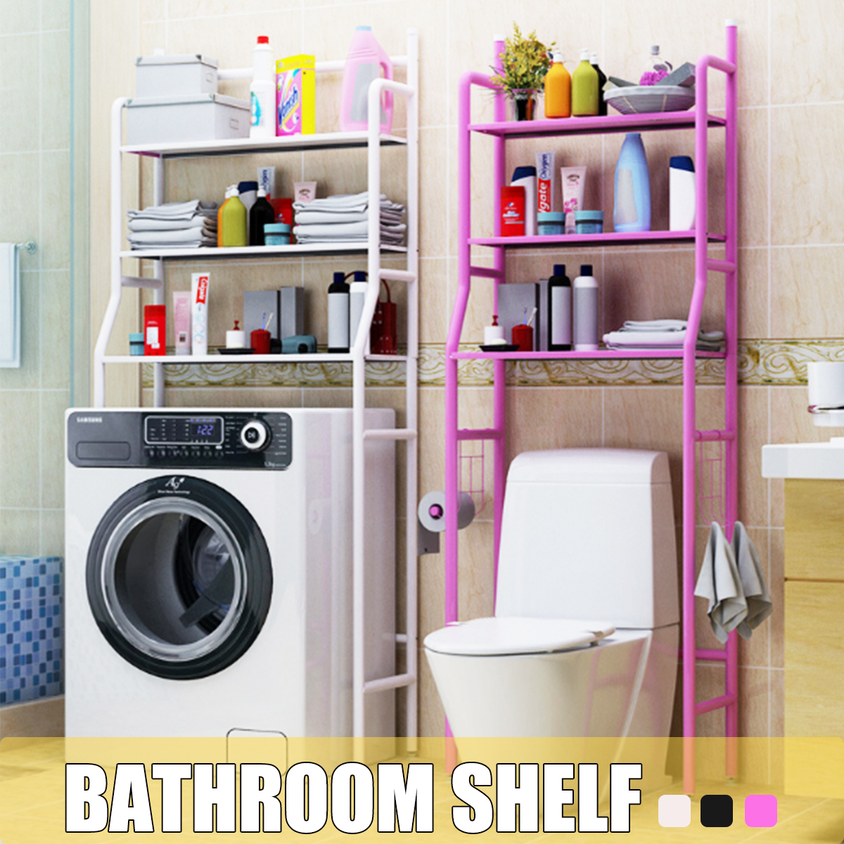 3//4 Tier Storage Shelves Shelf Rack Over Toilet//Bathroom//Laundry//Washing Machine