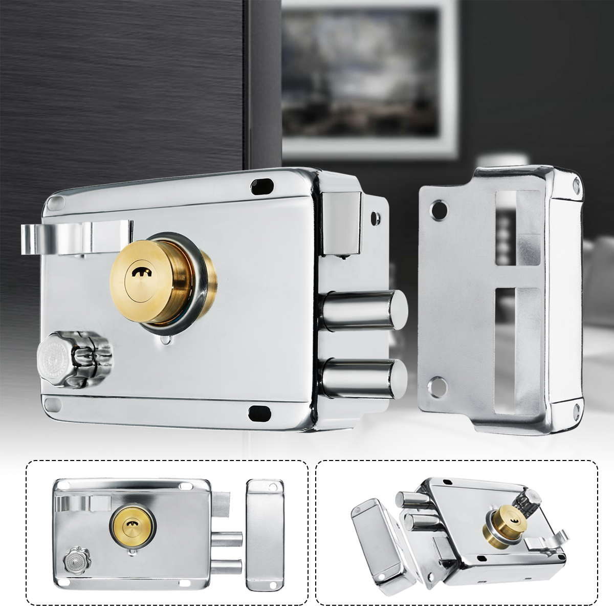 4 Types Exterior Iron Door Rim Locks Security Anti Theft Multiple