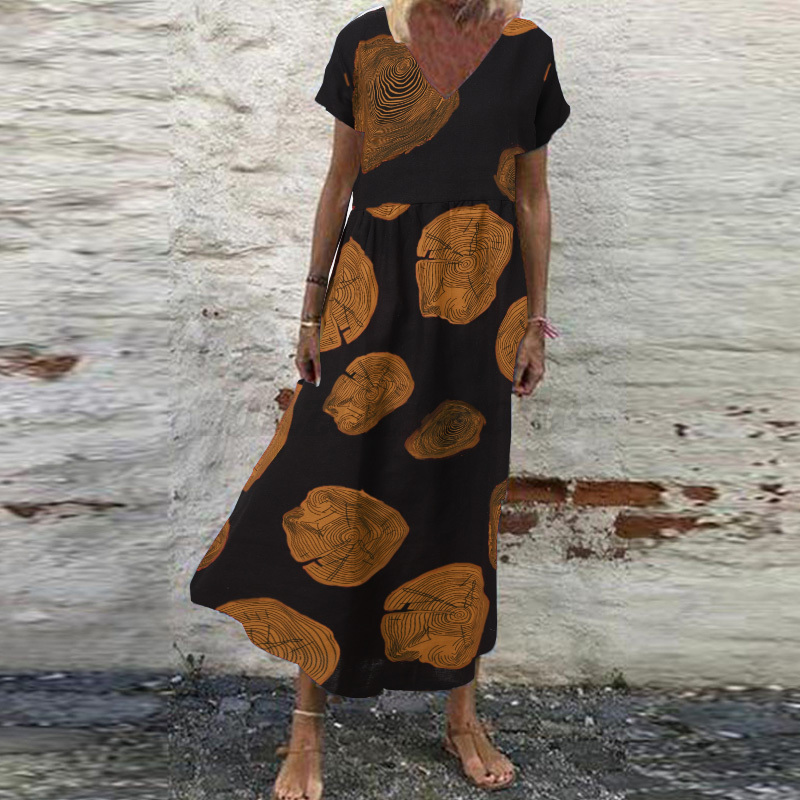 Mujeres Verano Manga Corta Cuello en V Floral Estampado Vestido Largo Vacaciones Playa Solero - Imagen 22 de 43