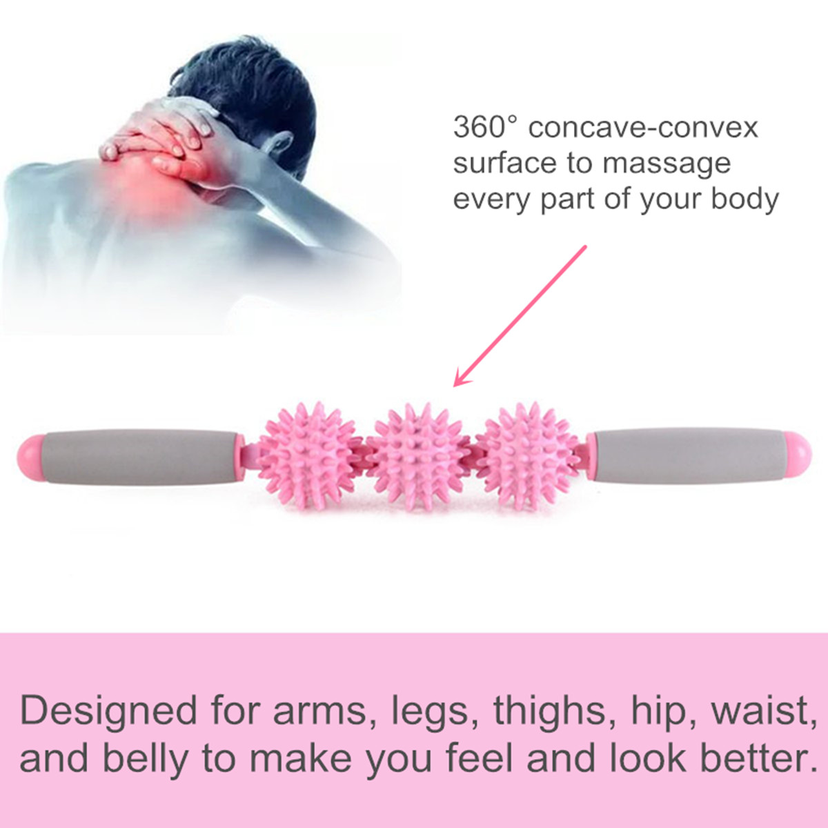 Massage Roller Massageroller Gesundheit Massagegerät 3 Kugel PVC Muskel Stick