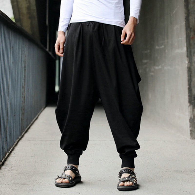 Mens Cotton Linen Harem Pants Japanese 
