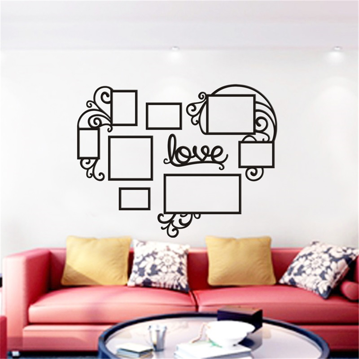 3D Heart Photo Frame Acrylic Wall Sticker Collage Picture Wedding Art Home Decor