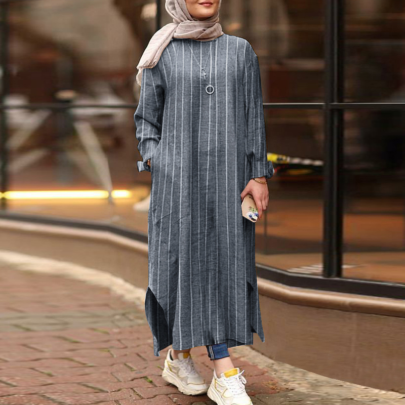 Sleeve Striped Casual Kaftan Tunics 