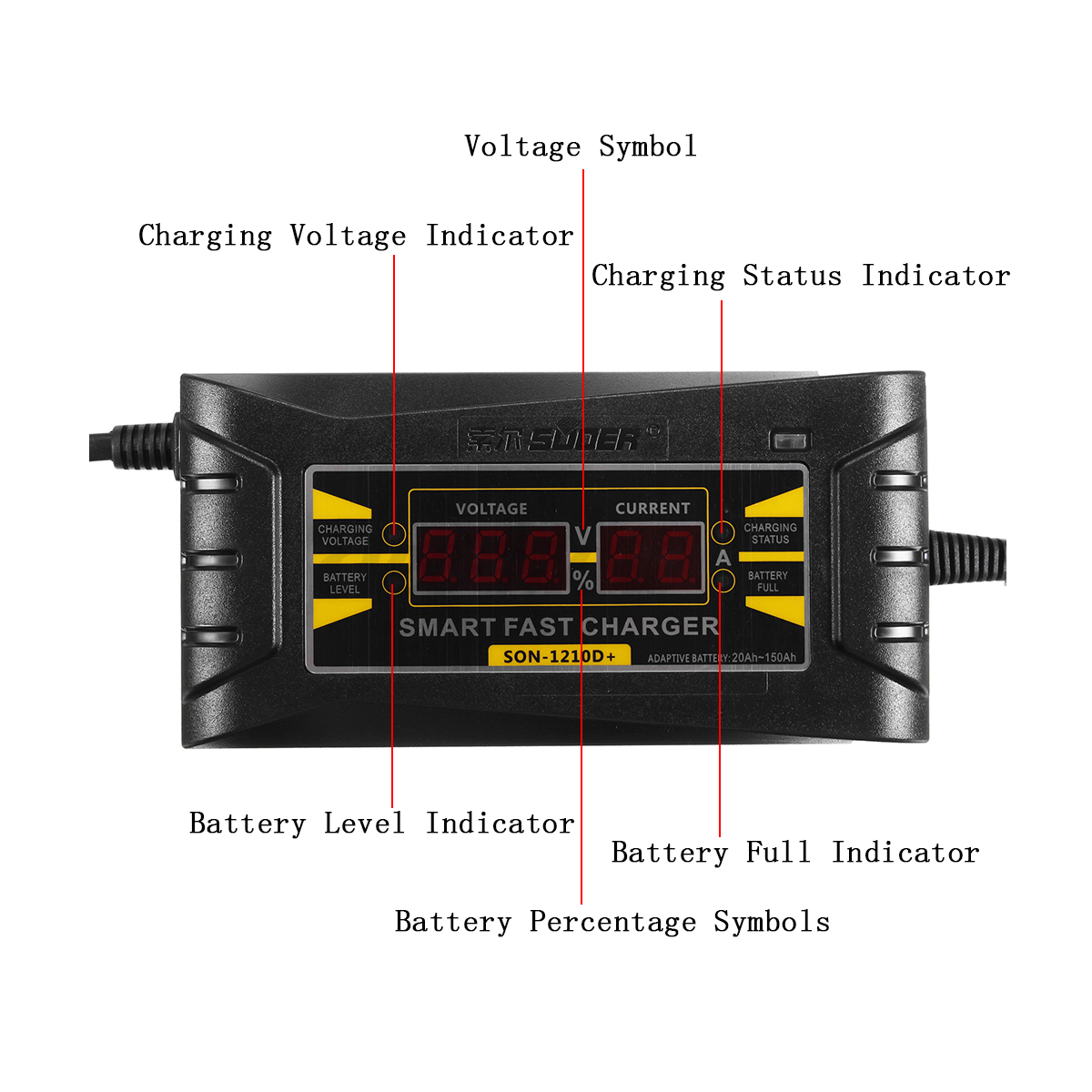 12V 5A/6A/10A Smart Car Motorcycle PWM Battery Charger 