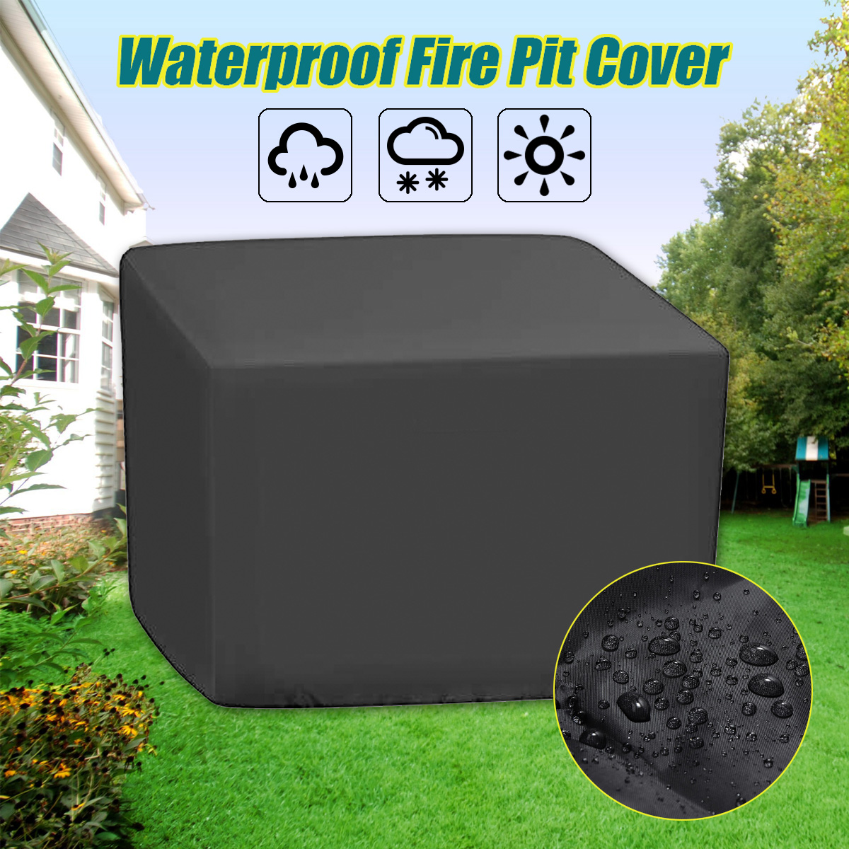 Gas Fire Pit Cover Square Premium Patio Outdoor 100 Water Proof