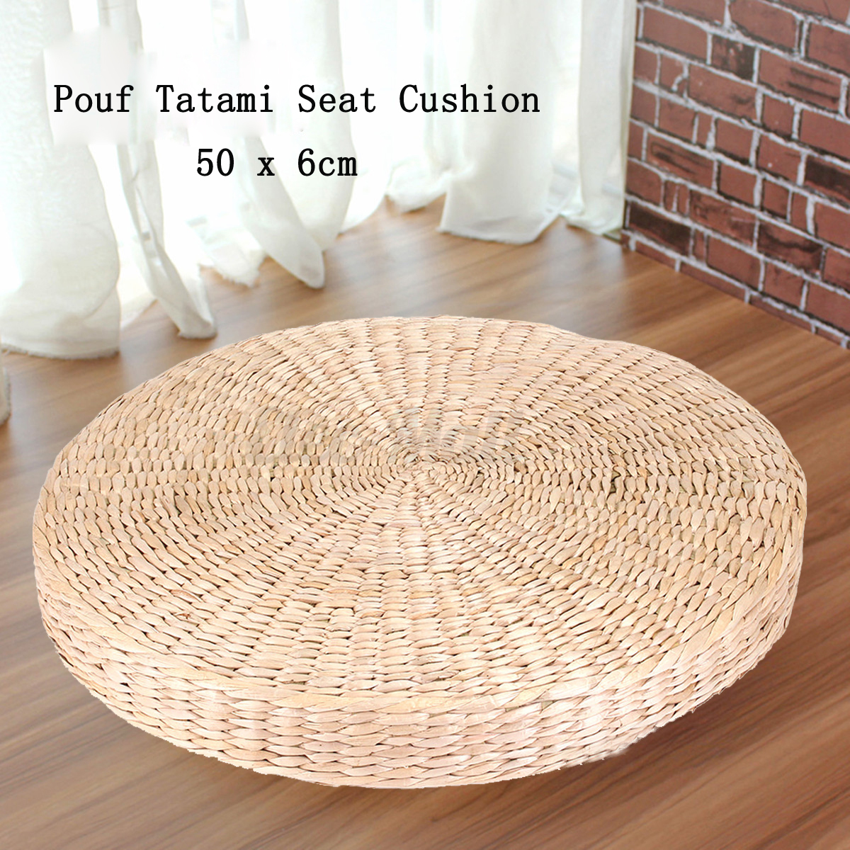 50cm Round Pouf Tatami Cushion Floor Cushions Natural Straw Meditation Yoga Mat eBay