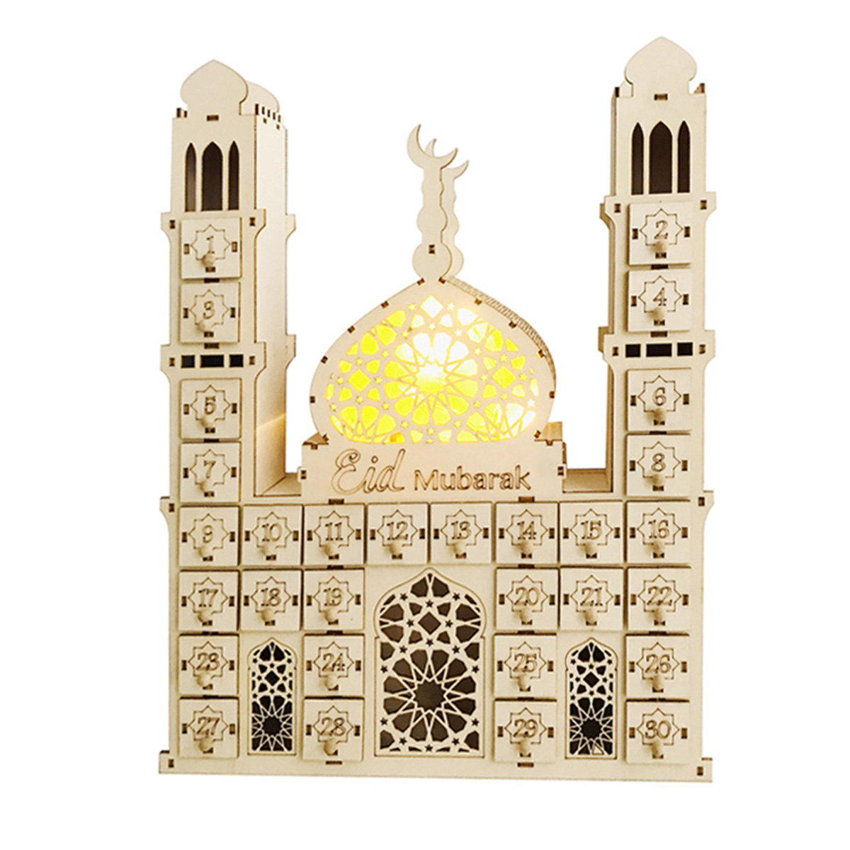 Islam Ramadan Countdown to EID Mubarak Advent Wooden Hanging Plaque Message Board Home DIY Crafts Party Supplies KUKALE Ornament