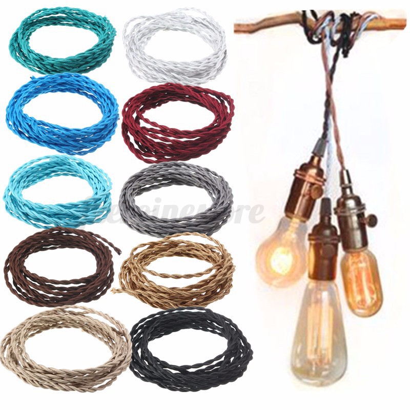 1 10m Twisted Braided Lighting 0 75mm 2 Core Fabric Cable Flex Lamp Image Is Loading 1 10m Twisted Braided Lighting 0 75mm 2