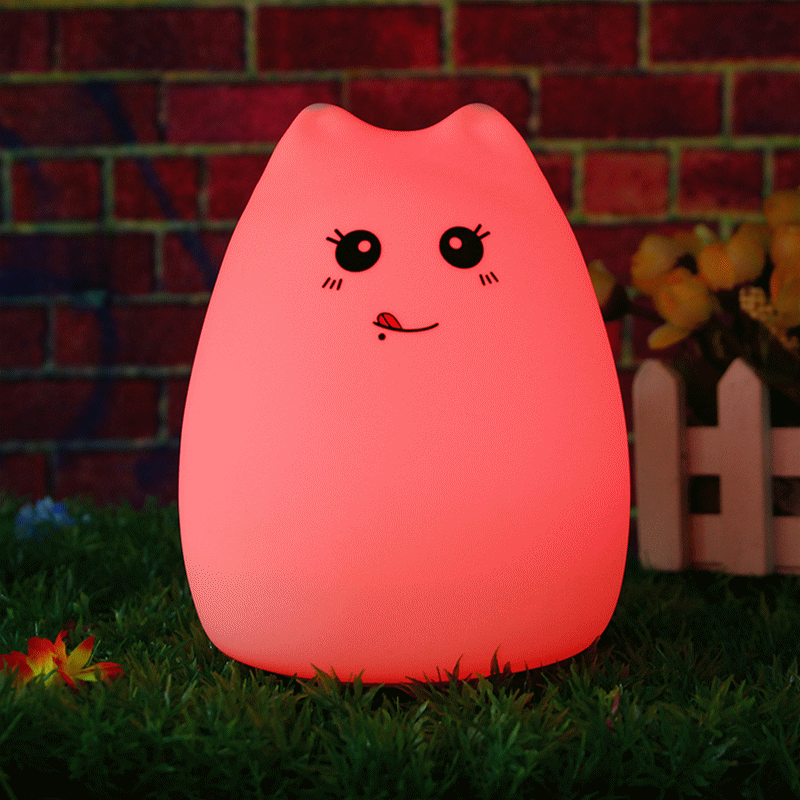 LED Night Light USB Cable Silicone Cat Soft Cartoon Baby Kid Nursery Lamp 7Color eBay