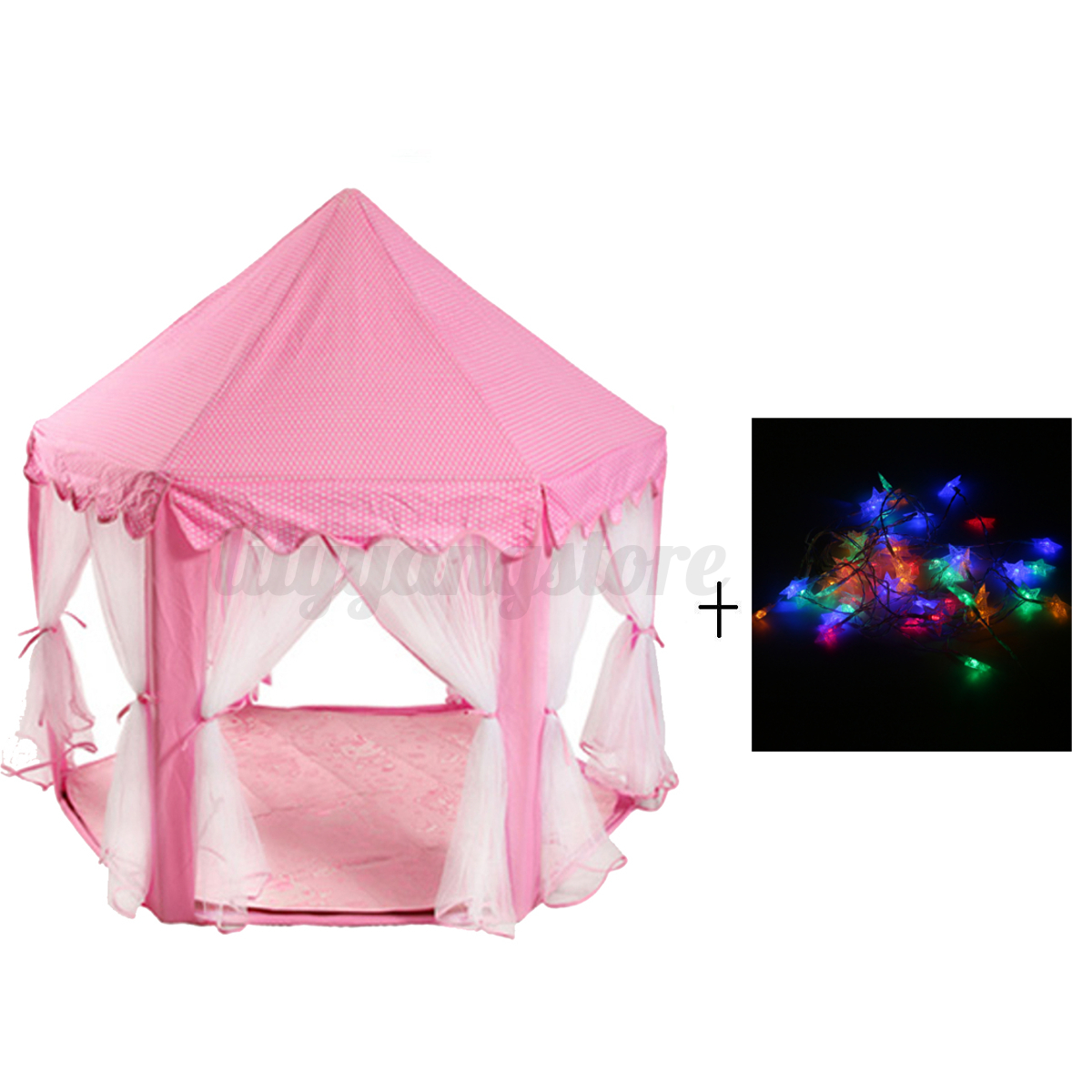 girl pink princess castle cute playhouse kid play tent princess castle tent with lights string
