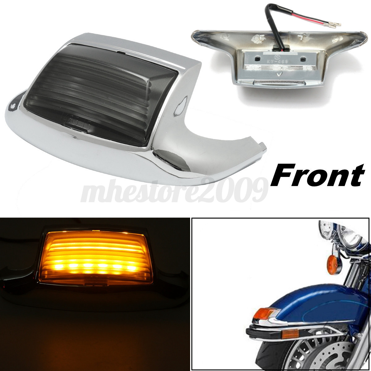 Harley Davidson Led Fender Tip Lights : Front mud guard trim fender tip led light for harley