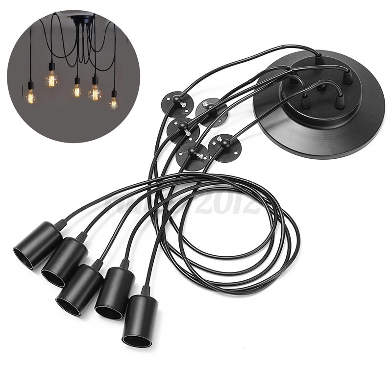 1 3 5 Heads E27 Pendant Light Vintage Industrial Edison
