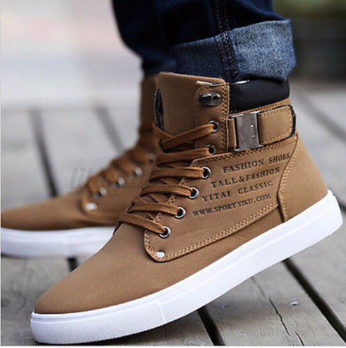 Fashion-Mens-Oxfords-Casual-High-Top-Shoes-Leather-Shoes-Canvas-Sneakers-New